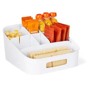 YouCopia ShelfBin Adjustable Snack Bin, BPA-Free Divided Storage Basket for Kitchen Pantry Organization, One Size, Speckled White