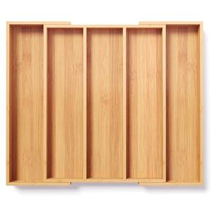 Fibogollo Expandable Kitchen Drawer Organizer,Bamboo Silverware Organizer,Adjustable Flatware Tray for Utensils(16.92 * 13.30~22.83 * 1.96)