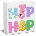 Easter Decorations, Hip Hop Wooden Block Sign, Easter Decorations Indoor, Easter Home Decor for Desk Table Shelf, 5 X 5 Inches