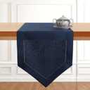 D'Moksha Homes Navy Blue Linen Table Runner 120 Inches Long - 100% Pure Linen Diamond Table Runner 14 x 120 Inch - Machine Washable Dining Table Runner for Spring