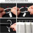 Openable Curtain Rings with Clips,2inch Inner Diameter,Heavy Duty Rustproof Metal Decorative Vintage Drapery Rings Curtain Clips Rod Hangers Door Curtain and Shower Curtain Rings White Zocang