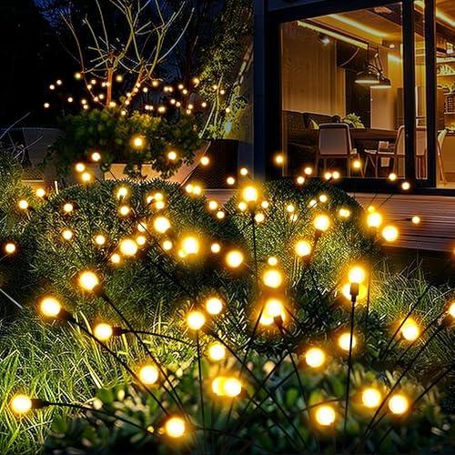 PATIOPIA Solar Garden Lights, 80 LED Firefly Garden Lights Solar Outdoor, Solar Lights for Outside Sway by Wind,Outdoor Solar Lights Waterproof for Yard Patio Pathway Decoration (8 Pack)