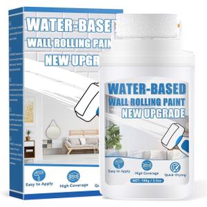 White Paint, White Touch up Paint for Walls with Roller 100g, Water Based, Low Odor, Quick-drying, Suitable for Covering Stains, Scratches, Graffiti, DIY