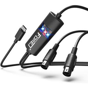 FORE Type-C to MIDI Interface MIDI Cable Adapter with Input&Output Connecting with Keyboard/Synthesizer for Editing&Recording Track Work with Windows/Mac OS for Studio Type-C Color Balck - 6.5Ft