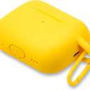 Silicone Protective Case Cover Sleeve Compatible with AirPods Pro 3 Supports Wireless & Wired Charging, Dust Plug, Shockproof, Anti-Slip, Washable, with Carabiner (Yellow)