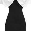 GORGLITTER Girl's Dresses Bow Off Shoulder Bodycon Mini Dresses Sleeveless Short Sundress Birthday Party Cute Dress Black 12Y