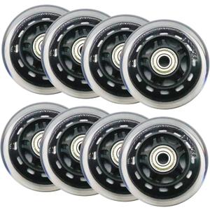 3" Inline Skate Wheels 76mm, Clear Roller Blade Replacement Wheels with Bearings for Skate, Office Chairs, Luggage (Black, 8 Pack)