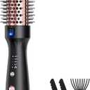 zavarea Thermal Brush, 1.5 Inch Heated Round Curling Brush, 800M Negative Ions Ceramic Stylers for Less Frizz, 4 Temp Set, Dual Voltage for Travel, Easy Use Boosts Shine (Elegant Black)