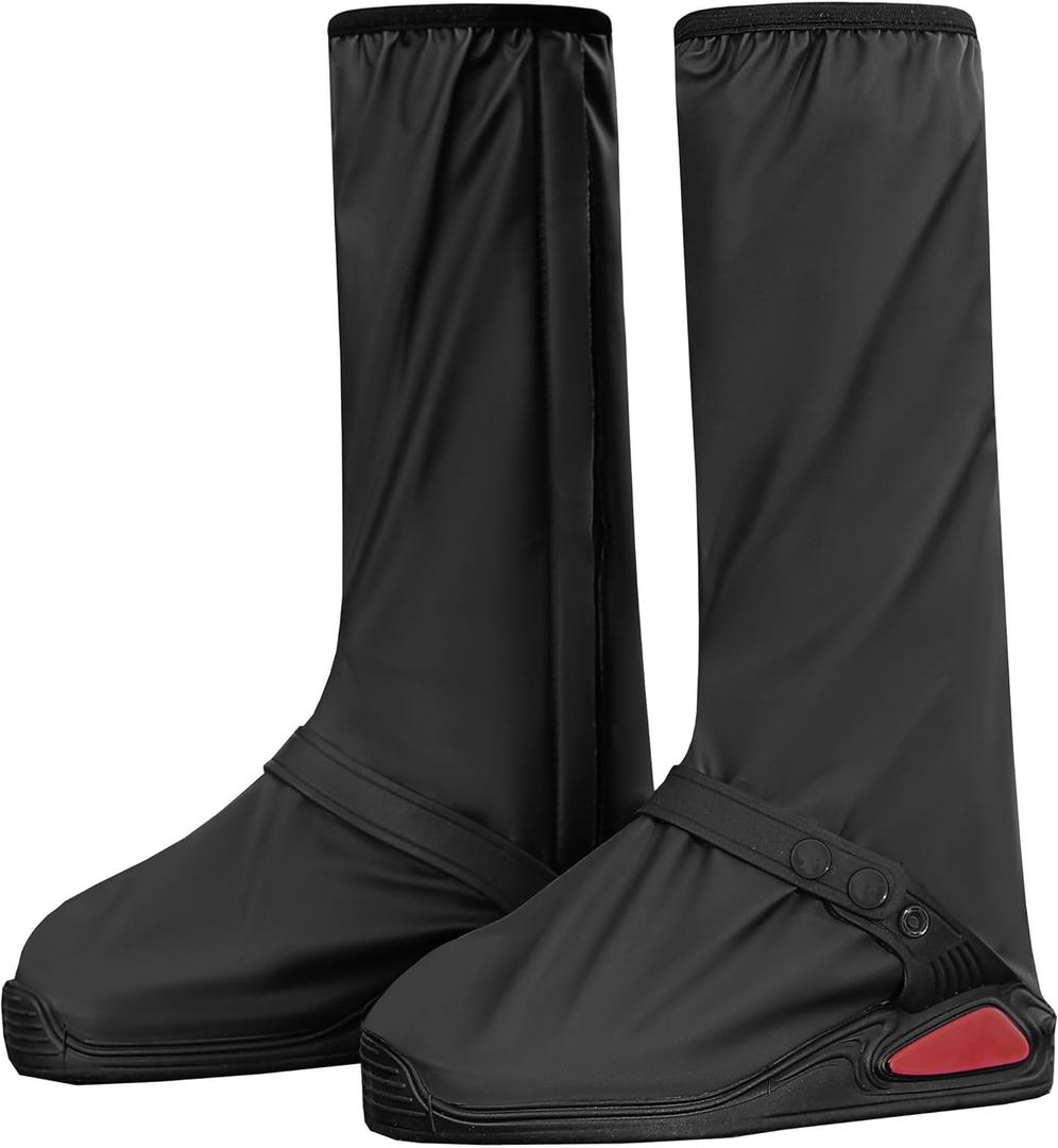 iCreek Waterproof Shoe Covers Reflective Rain Boot Foldable Non-Slip Protective Overshoes for Rainy Day, Hiking, Outdoor (Small, Black)