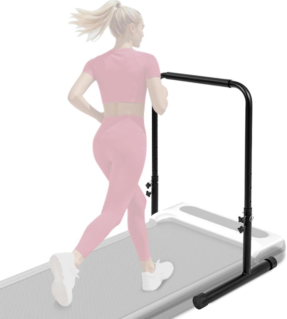 Showgeous 25 Inch Wide Handle Bar for Walking Pad Only with Phone Holder Adjustable Handrail Height from 30.7 to 39.37 Inch Treadmill Stand Feet with Non-Slip Rubber for Extra Stability and Support