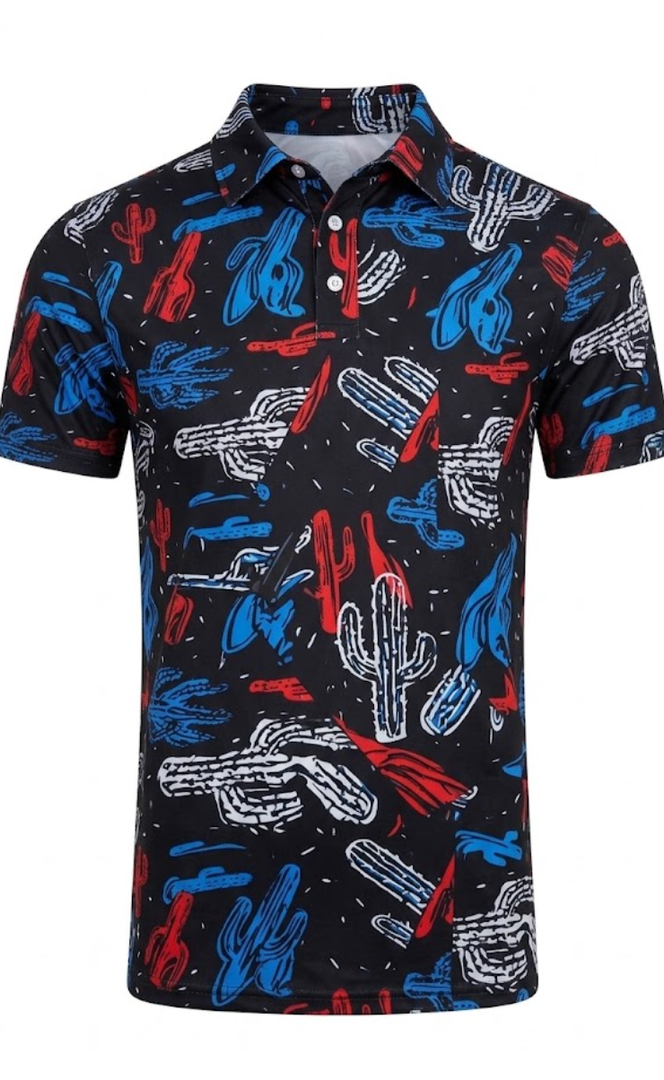 uideazone Mens Polo Shirts Short Sleeve Dry Fit 3D Print Moisture Wicking Funny Golf Shirt (Small)