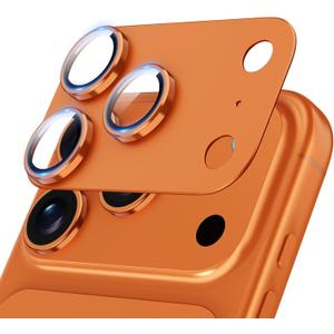 Jeluse Compatible with iPhone 17 Pro Camera Lens Protector, Strong Adhesion Full Coverage Metal Aluminum Alloy Ultra Clarity Tempered Glass Camera Screen Protector