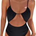 Blooming Jelly Womens One Piece Swimsuit Tummy Control Bathing Suit Sexy Flattering Cheeky High Cut Out Cute Ladies Swimwear L