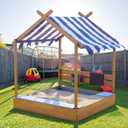 SATINIOR 47 x 40 Sandbox Replacement Canopy Blue and White Top Cover for Sandbox with Canopy UV Resistant Waterproof Oxford Fabric Roof Cover for Outdoor Shade Shelter