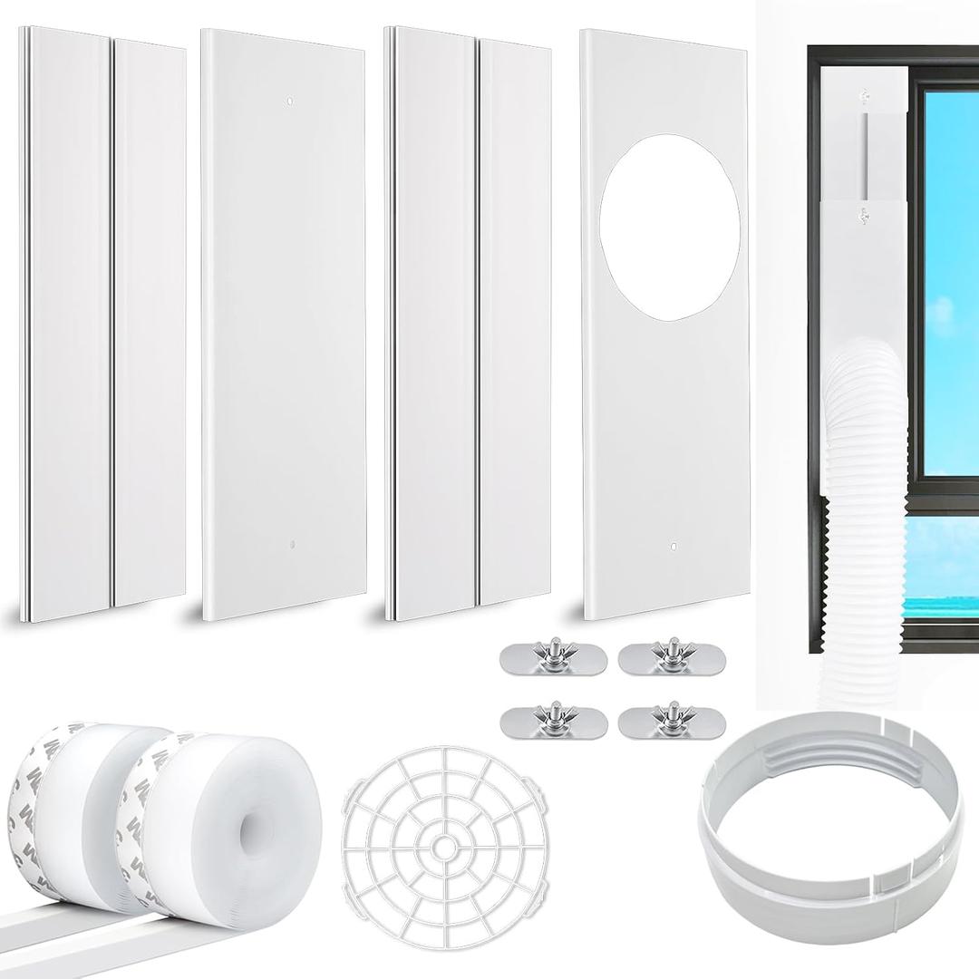 Portable Air Conditioner Window Kit, 2024 New Upgrade Portable AC Kit with 2Pack 3m Window Seal, Adjustable Sliding AC Window Vent Kit for Exhaust Hose with 5.9"/15cm Diameter