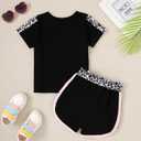 Toddler Baby Girl Summer Outfits Short Sleeve T-Shirt and Shorts 2Pcs Clothes Set for Girls (Black)