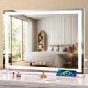 Large Lighted Vanity Mirror, 23" x 19" Light Up Make up Mirror with Smart Touch 3 Colors Dimmable, Tabletop or Wall-Mounted, Memory Function