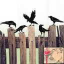 Raven Decor,Metal Birds Black Bird Crow Statue,Raven Statue Fence Topper Fake Crow,Crow Decor Garden Ornament Fence Topper Gothic Home,Crow Decor,Witchy Garden Decor,Halloween Decorations