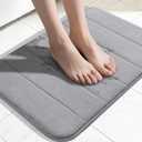 Yimobra Memory Foam Bath Mat, Super Soft Absorbent Bathroom Rug Non Slip, Quick Dry, Machine Washable Floor Carpet for Tub Shower, Home Decor Accessories, 24x17, Grey