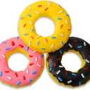 Leitee 2 Pieces 5.3 Inch Assorted Donut Dog Chew Toy with Squeakers Rubber Dog Toy Pink Yellow Black for Interactive Play Small to Medium Dogs Puppy Aggressive Chewers, Yellow and Pink