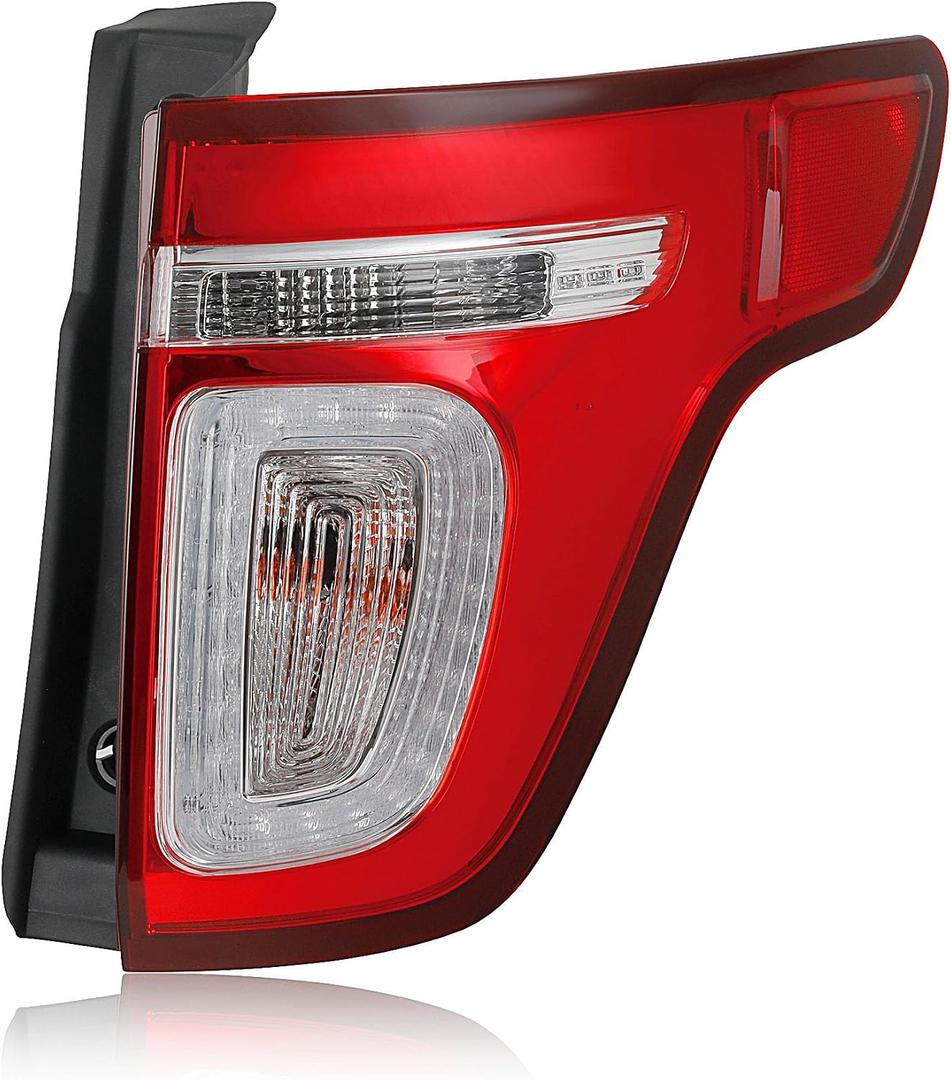 LED Tail Lights Assembly Compatible with 2011-2015 Ford Explorer XLT Taillight Red Clear W/LED DRL Rear Brake Lamp Signal with Bulbs and Harnesses Replace Right Passenger Side FO2801226