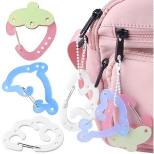 Hollow Blue Dolphin White Cloud Pink Strawberry Cute Carabiner Clip Kawaii Carabiner Keychain Clip Fruit Animal Star Hole Acrylic Key Chain Hooks Carabiners Y2K Keychain Holder Keychain Accessories