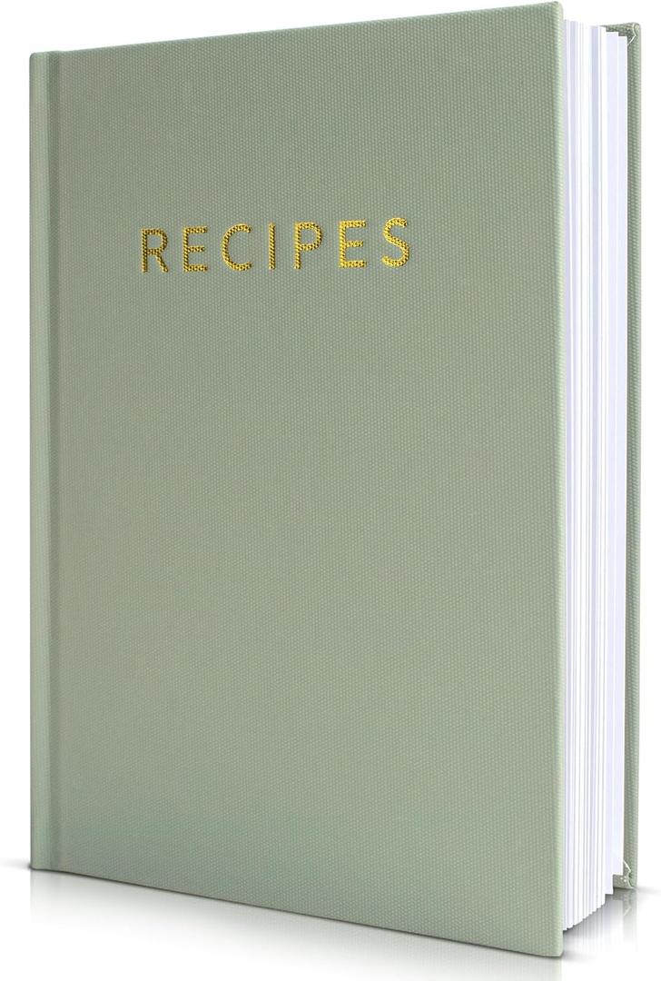 ZICOTO Aesthetic Blank Recipe Book with Waterproof Cover - The Perfect Recipe Notebook To Write In Your Own Recipes - Beautiful Blank Cookbook to Organize Your Recipes (sage green)