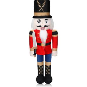 Lunmon 12 Inch Black Nutcracker Stuffed Plush Doll African American Nutcracker Christmas Decor for Christmas Xmas Holiday Gifts Home Office Table Mantel Centerpieces Party Supplies