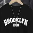 Boy's 2 Piece Preppy Summer Outfits Graphic Tees and Track Shorts Set Casual Clothing Sets (Black)