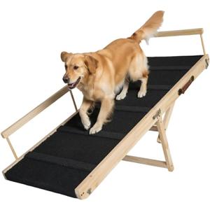Wooden Pet Ramp for Bed, Foldable Dog Ramp with Removable Side Rails, Lightweight Ramp for Dogs for Large Dogs Senior Cats, Supports up to 100 lbs for Easy Access to Bed or Car (Large)