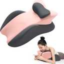 Memory Foam Wedge Pillow, Prone Pillow Headboard & Bed Reading Pillow, Multifunctional Ergonomic Support for Back Pain, Acid Reflux, Sitting Up, Back Cushion with Removable Stretch Cover (Gray Pink)