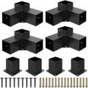 Heavy Alloy Steel Pergola Kit with 3-Way Brackets for 4"x 4" (Actual 3.6" X 3.6") LumberDIY Pergola Brackets Suitable for PergolasGardensand Metal Gazebo Kits - Includes Screws