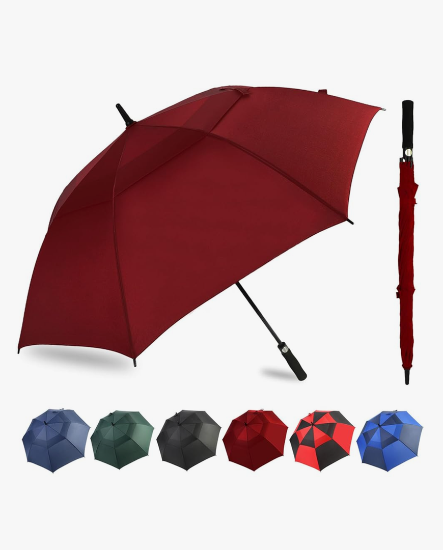 Automatic Open Extra Large Golf Umbrella Windproof Heavy Duty Large Umbrellas for Rain, Oversize Double Canopy Vented Stick Umbrellas for Golf and Outdoor Sports