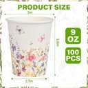 AllReal 100Pcs Wildflower Paper Cups Watercolor Pink Violet Wild Flowers Party Cups 9oz Summer Floral Butterflies Disposable Coffee Cup for Birthday Bridal Baby Shower Party Supplies