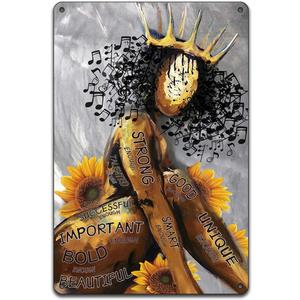 BellowDeer Motivational Home Wall Decor Afro Girl Music Black Girl Black Women Mental Tin Sign Home Living Room Wall Decoration Gifts 8X12Inch