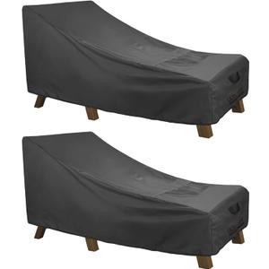 ULTCOVER Waterproof Patio Lounge Chair Cover Heavy Duty Outdoor Chaise Lounge Covers 2 Pack - 84L x 32W x 32H inch, Black