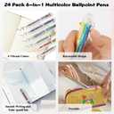 24 Pack Multicolor Pen 0.5mm 6-in-1 Ballpoint Retractable Colored Pens for School Office Supplies Birthday Party Favors for Kids Teens Student Children Gift End of Year Gifts for Students Teacher