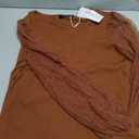 ZESICA Womens V Neck Cute Sexy Long Sleeve Fall Shirt Dressy Casual Top | Ribbed Knit, Mesh Puff Sleeves, Going Out Clothes, Date Night Tops, Work Blouse, Holiday Party Outfits, Large