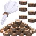 Set of 24 Wooden Bark Napkin Ring Handcrafted Wooden Napkin Holder Rustic Napkin Rings Buckles Party Gift Farmhouse Table Decoration for Dining Wedding Birthday, Everyday