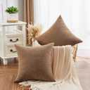 GAWAMAY Decorative Square Throw Pillow Covers 22x22 Inch Set of 2, Super Soft Chenille Pillows Farmhouse Fall Pillowcase for Living Room Bedroom Sofa Couch Cushion Cover Brown 55x55cm (No Inserts)