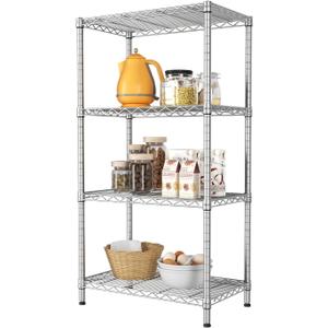 SINGAYE 4 Shelves Adjustable Storage Shelf Wire Shelving Rack Bathroom Standing Units Laundry Room Organization for Kitchen Office Bathroom Organizers Metal Pantry 14" D x 24" W x 48" H Gray (Grey)