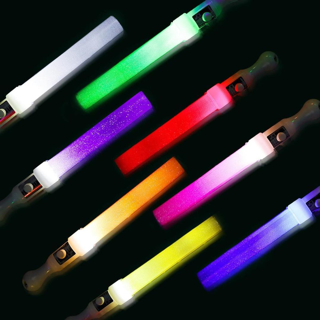 M.best 24Pcs Glow Sticks Party Packs, Glow in The Dark Party Supplies, LED Light Up Wands Sticks Party Favors for Wedding, Raves, Concert, Camping, New Year, Carnival, Halloween