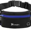 Running Belt with Water Bottles(2 x 175ML), Hydration Belt Waterproof Waist Pack Bag Fits iPhones Adjustable Sports Waist Pouch for Marathon Running Hiking Cycling (Blue)