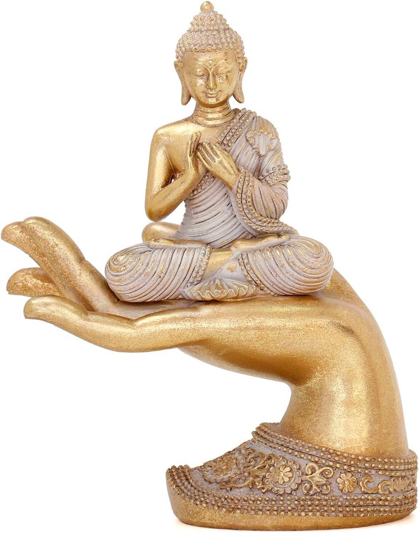 Buddha Statue for Home Decor Gold 8.7"- Buddha Statues for Zen Decor - Buddha Statue Large for Spiritual-Buddha Decor for Living Room-BudaIndoor Buddha Gift for Relaxation, Meditation or Shrine