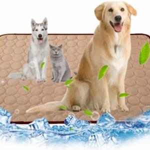 Dog Cooling Mat for Extra Large Dogs - Pet Blanket for Kennels, Crates, Cars, Indoor & Outdoor Use - Ice Silk Pad (Brown, XL 40 * 28")