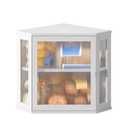 BMOSU Corner Bread Box for Kitchen Countertop Double Layer Bamboo Wooden Bread box Large Capacity Bread Storage Bin(White, Medium)