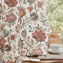 FMFUNCTEX 100% Boho Blackout Floral Curtains for Bedroom, Vintage Flower Patterned Beige Curtains 96 Inches Long for Living Room Darkening Thermal Insulated Grommet Window Farmhose Drapes 2 Panels, 52W x 96L