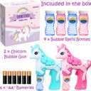 Unicorn Bubble Gun Set for Kids 2 Pack Automatic Bubble Blower Toy Bubble Machine Maker Outdoor Toys for Toddlers Girls Boys Backyard Play, 4.5 x 8 x 7 inches