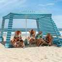 AMMSUN Portable Beach Cabana, 6.5x6.5ft Beach Canopy, Easy Set up and Take Down, UPF50+ Cabana Tent with Sand Pockets Anchors and Side Side Walls Wind Resistant Cabana Beach Tent for Whole Family