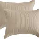 Bedsure Waffle Weave Pillow Shams Covers - 2 Pack 100% Cotton Standard Size Pillow Shams with Envelope Closure, Ultra Soft and Cozy Pillowcases, Khaki, 20x26 Inches